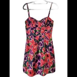 Bebe Dress I Silk flower multicolor mini dress l Size XS